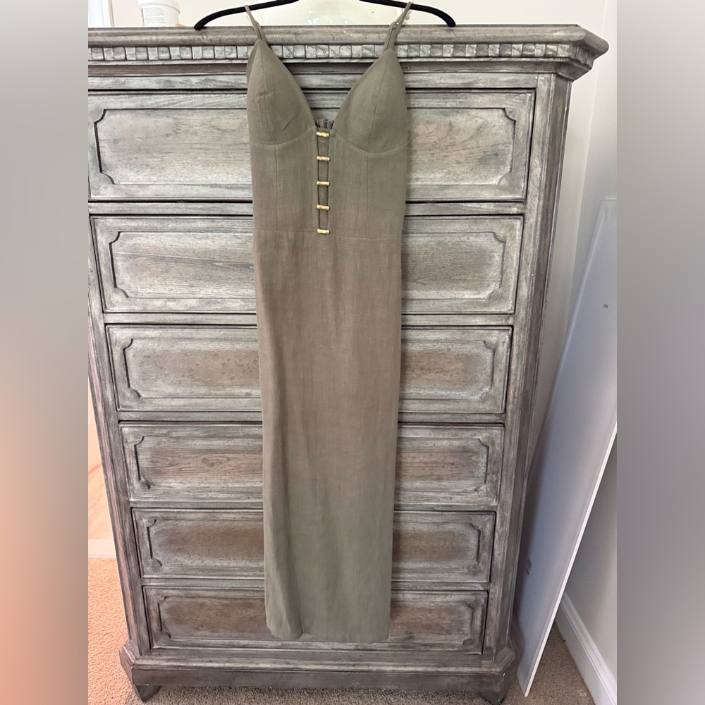 Chic Spagetti Strap Olive GreenDress
